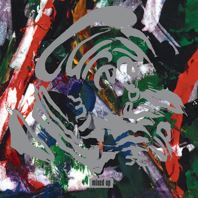 Album cover with colorful abstract design and 'mixed up' text